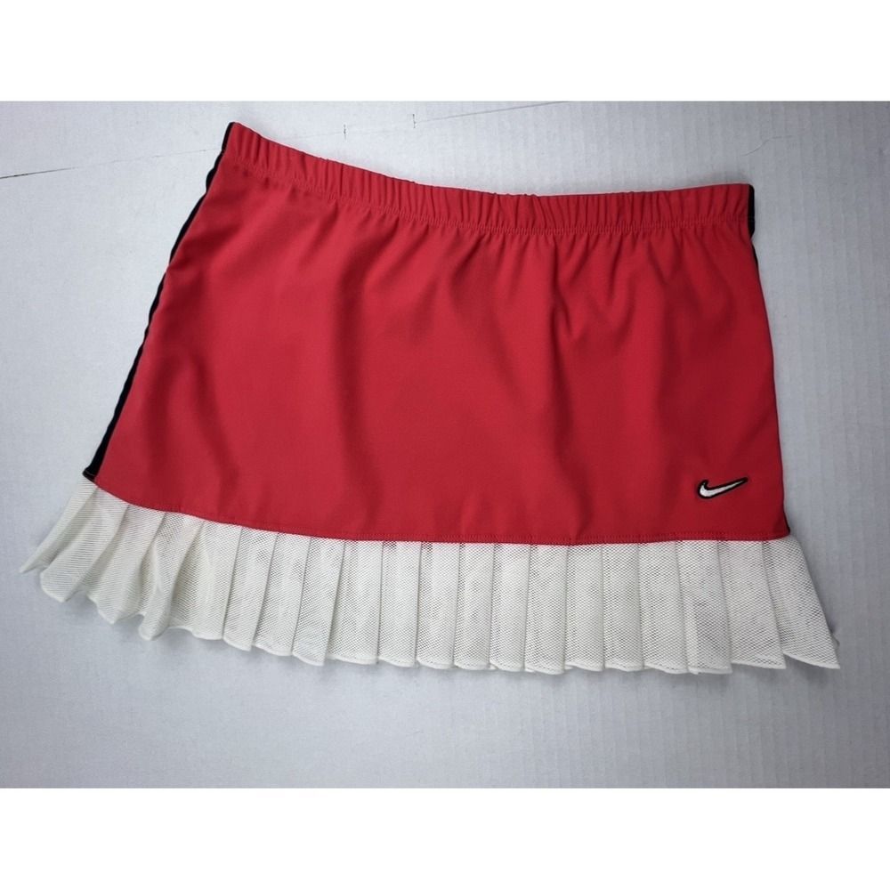 NIKE Dri-FIT Asymmetric Pleated Tennis Skirt Neon Pink White Golfcore Small